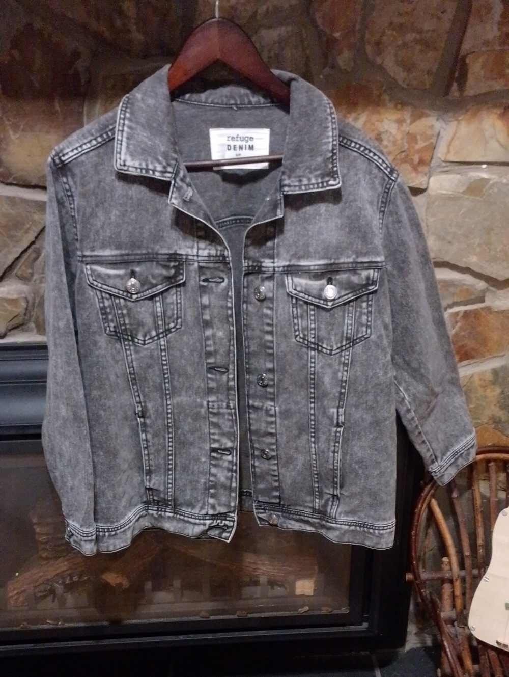 Refuge Blacky Gray Acid Washed Denim Jacket